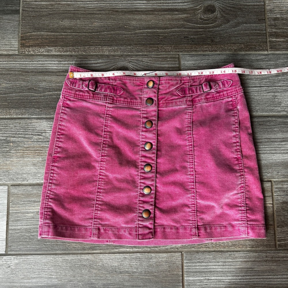 VTG GAP Corduroy Mini Skirt Button Front Pink Adjustable Women's Size 6 Y2K - Picture 3 of 6